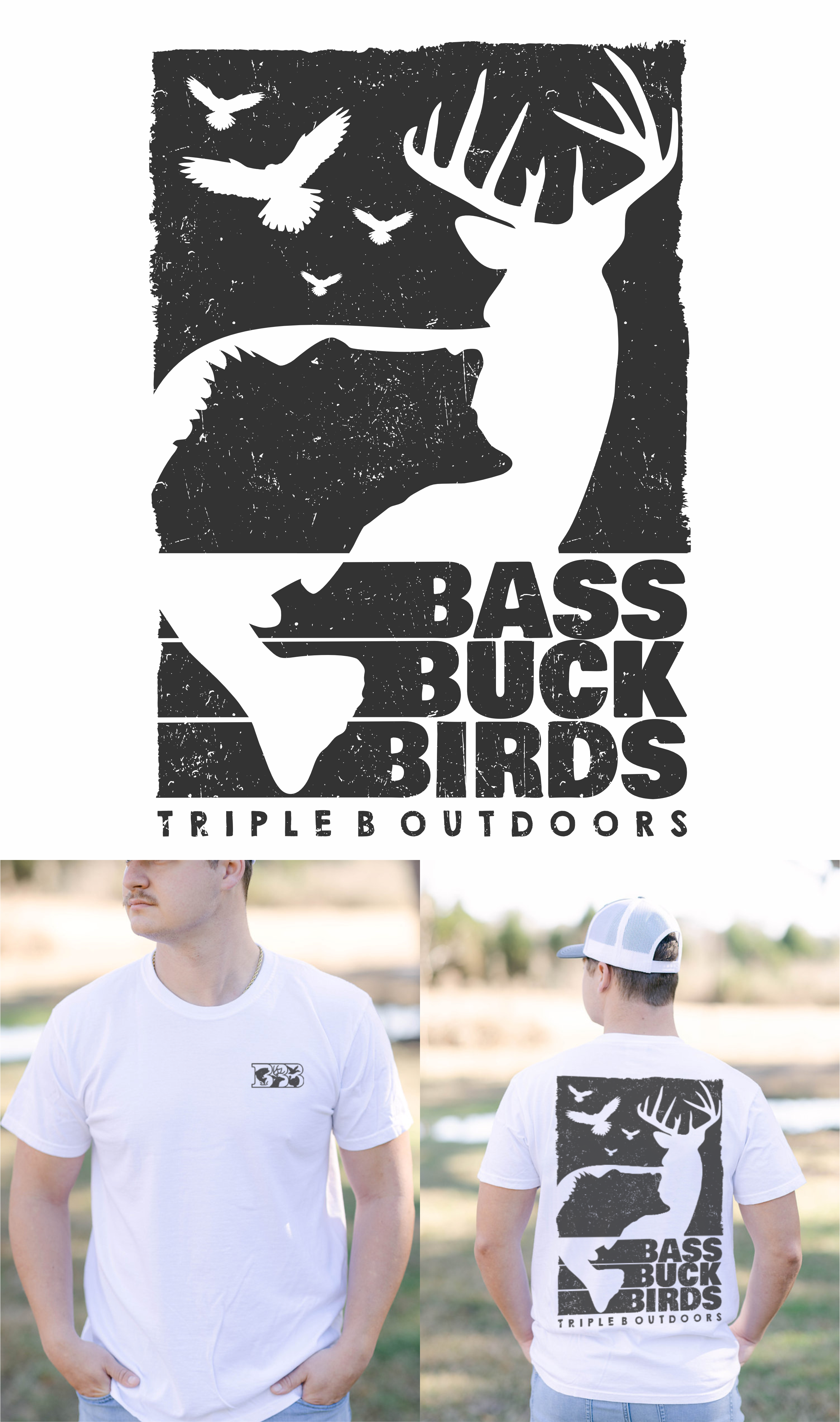 T-shirt Design by DoppelGanger Studio for Bass, Bucks, And Birds | Design: #29986610