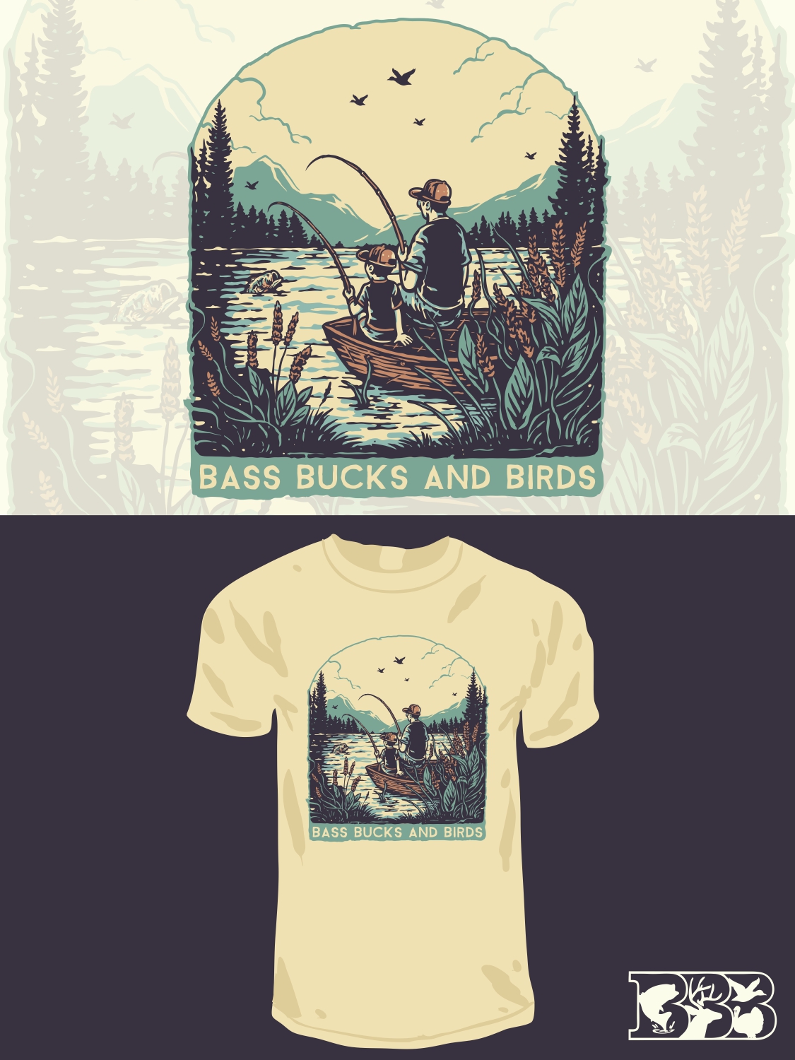 T-shirt Design by krizvector for Bass, Bucks, And Birds | Design #30021237