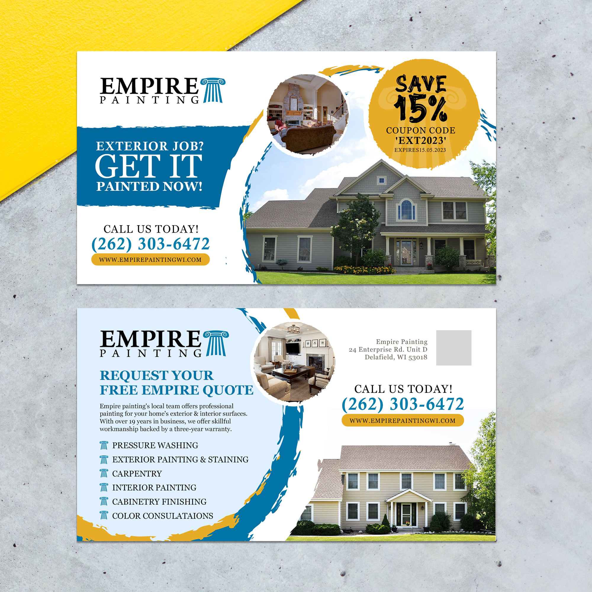 Postcard Design by Sun Moon Graphic Designer for Empire Painting | Design #30032101
