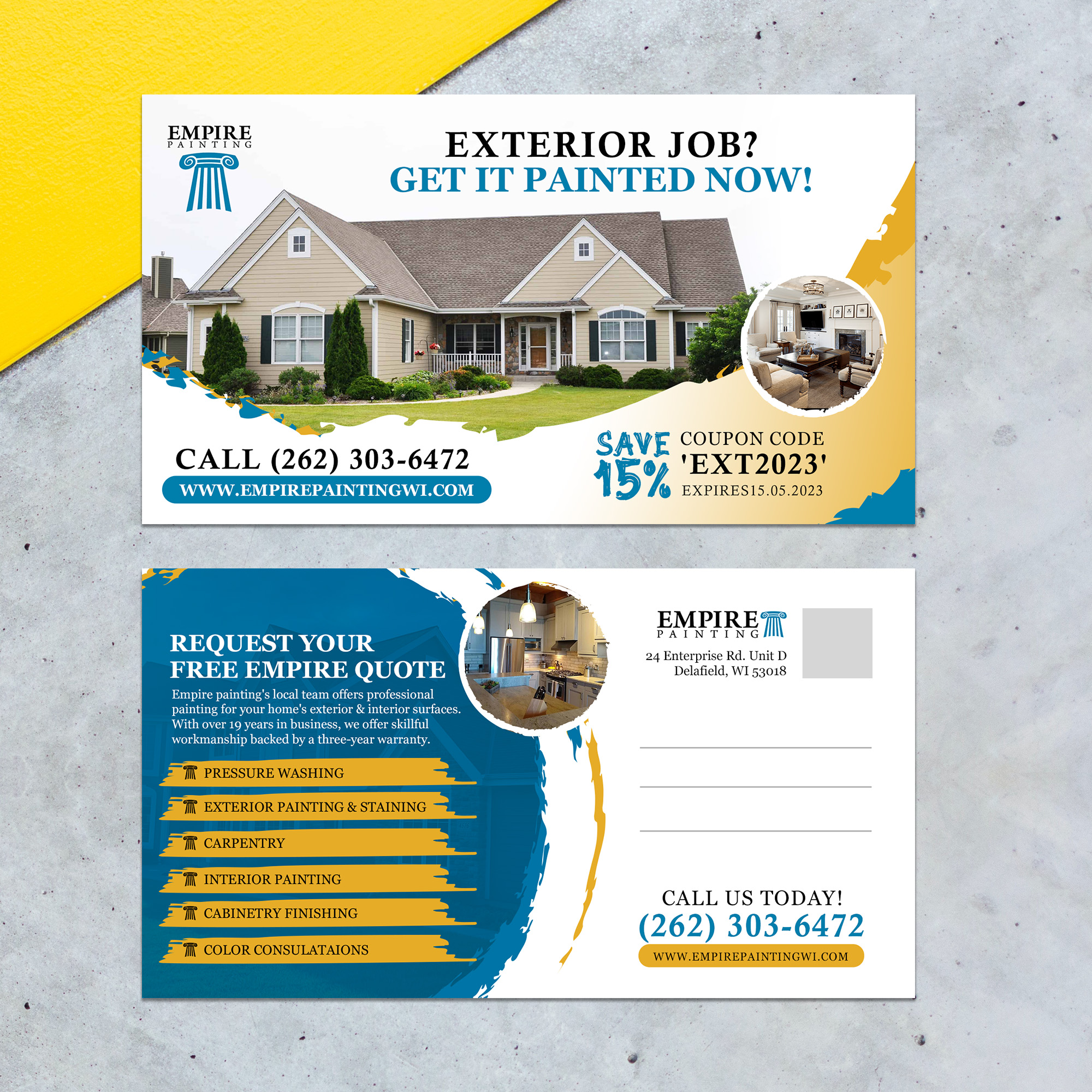 Postcard Design by Sun Moon Graphic Designer for Empire Painting | Design #30032307