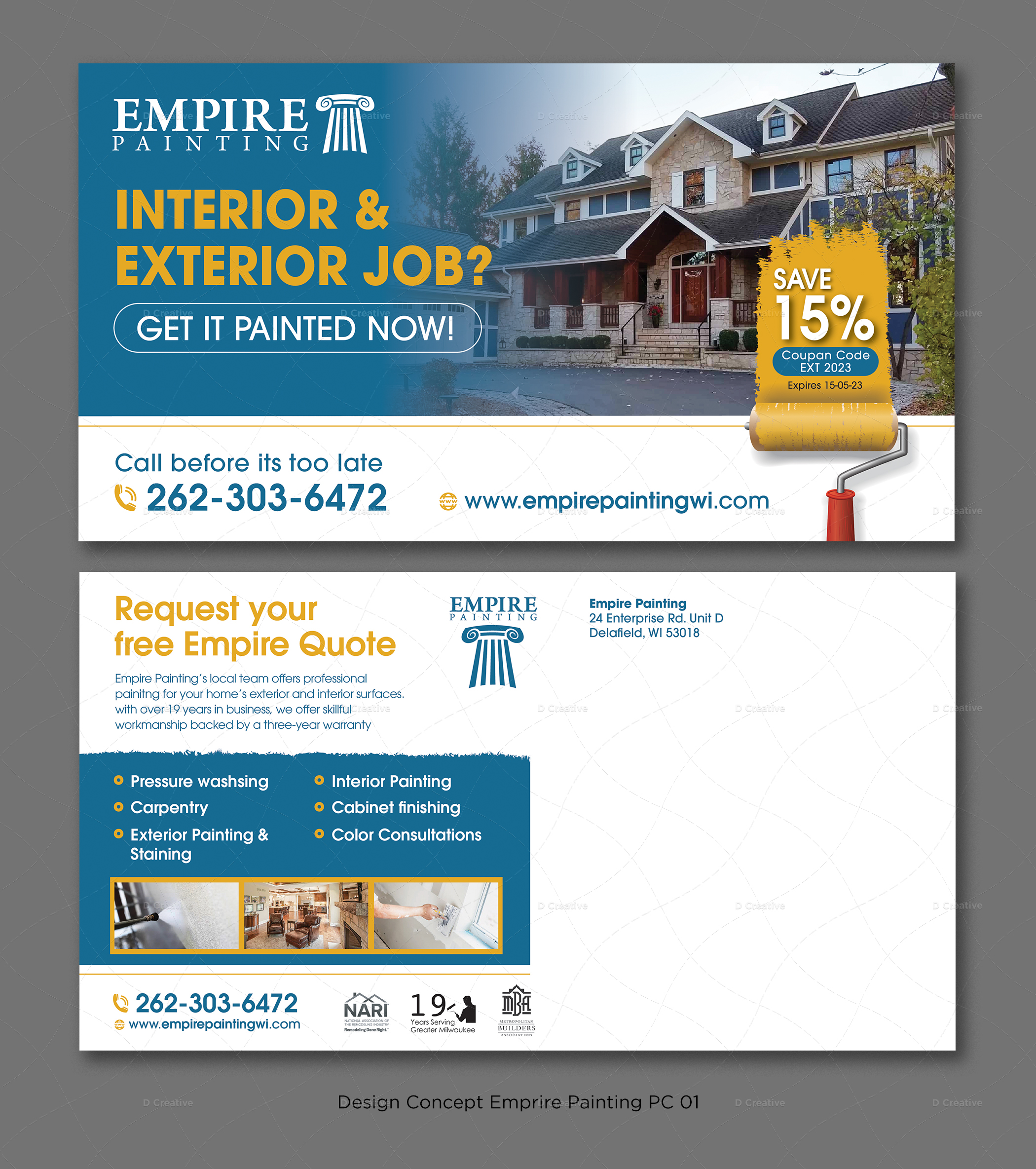 Postcard Design by D Creative for Empire Painting | Design #30028351