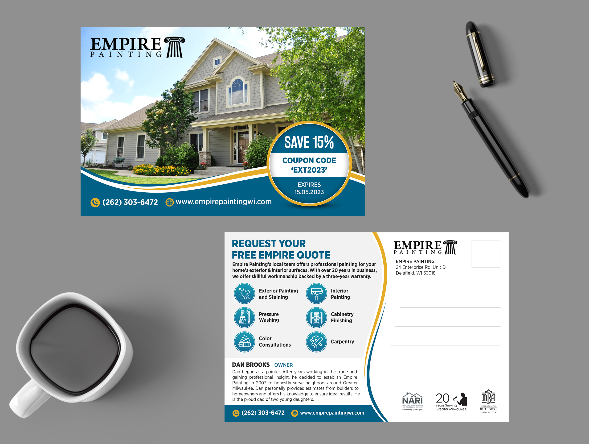 Postcard Design by GraphicsGuru for Empire Painting | Design #30040660
