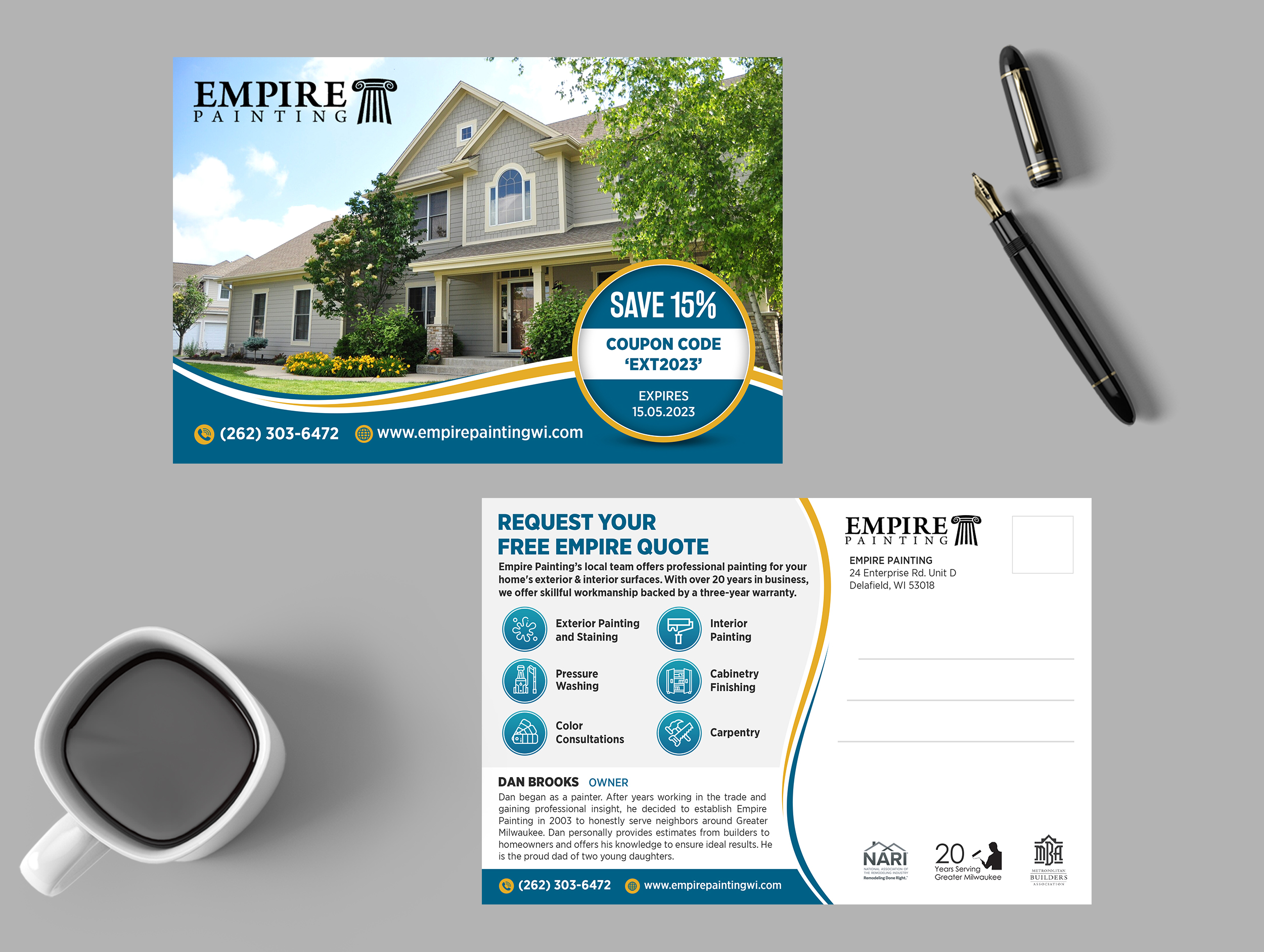 Postcard Design by GraphicsGuru for Empire Painting | Design #30052546
