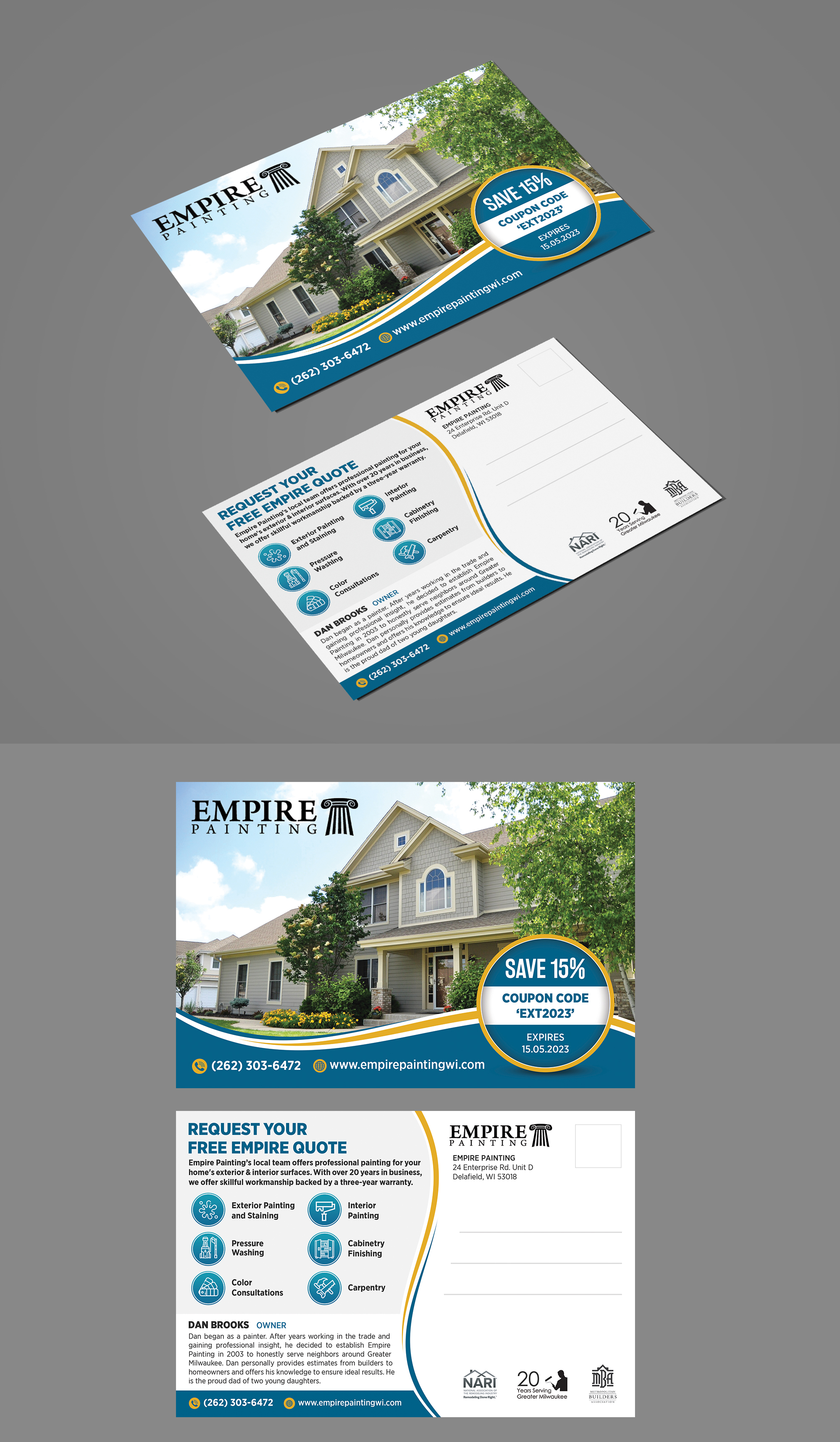 Postcard Design by GraphicsGuru for Empire Painting | Design #30076014