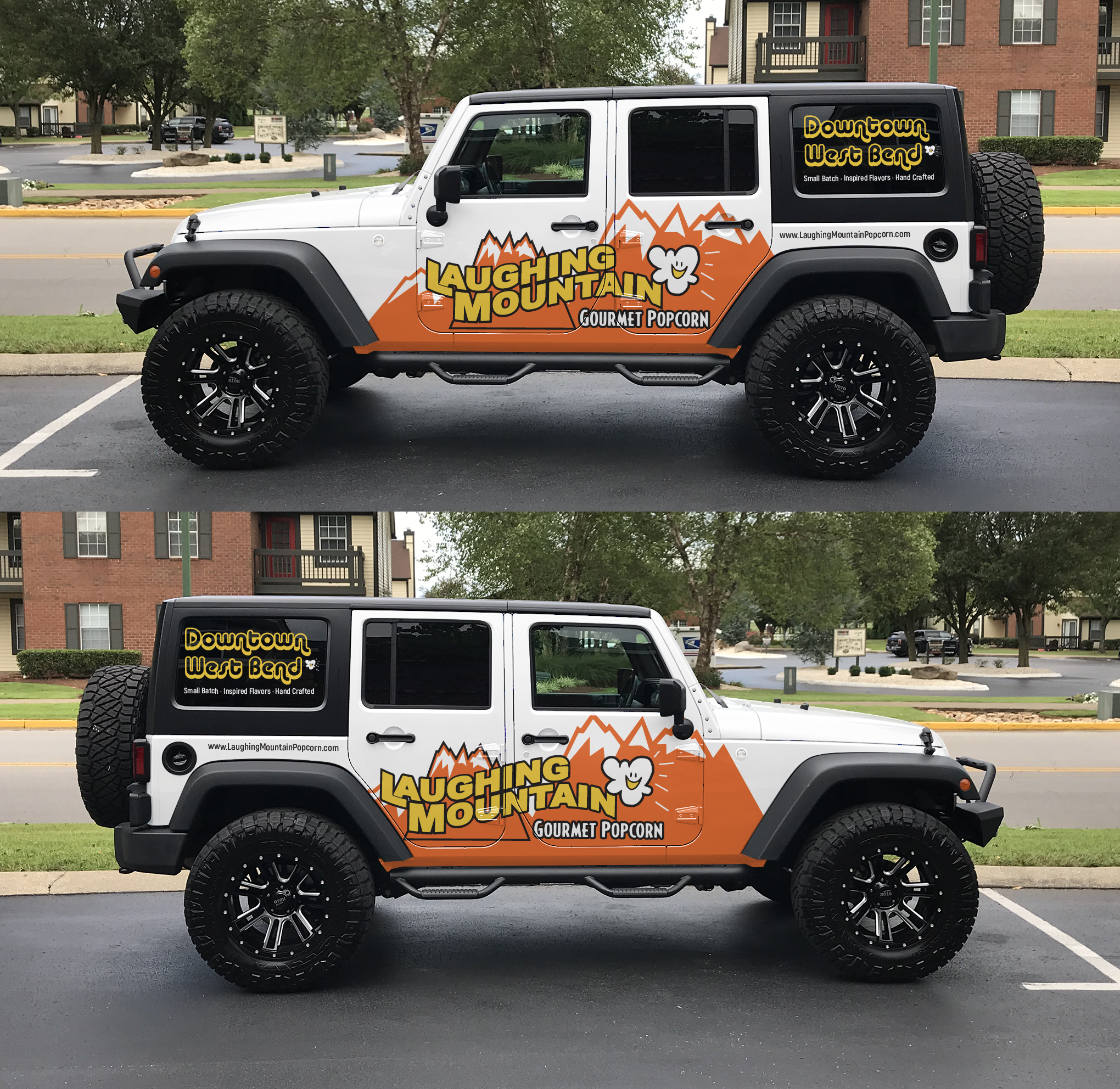 Diseño de Rotulación de Vehículo por Adi Saos para Laughing Mountain Gourmet Popcorn | Diseño #30046757