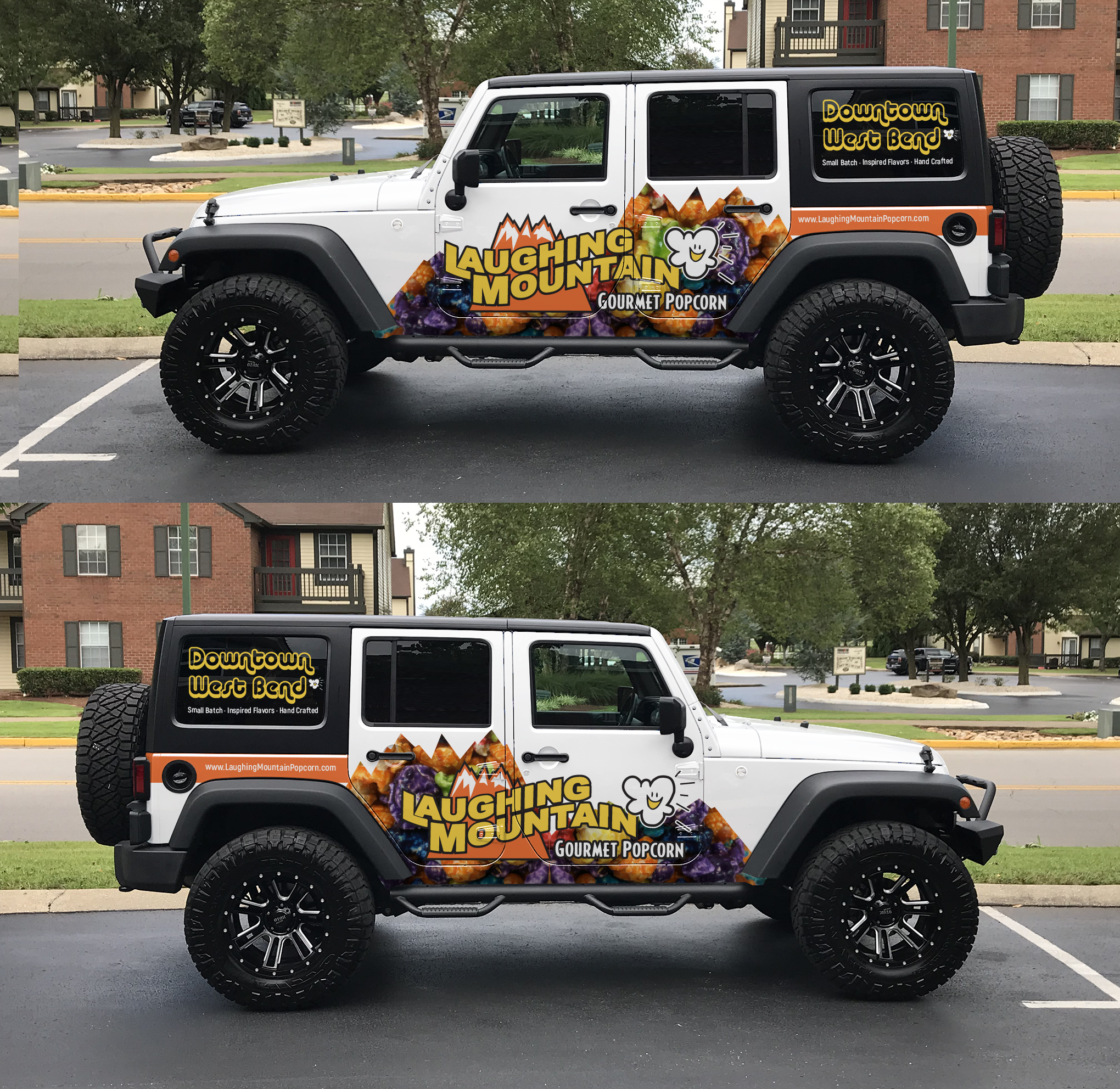 Car Wrap-Design von Adi Saos für Laughing Mountain Gourmet Popcorn | Design #30063408