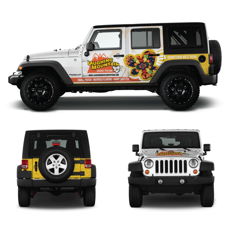 Car Wrap Design by Yoga Tri for Laughing Mountain Gourmet Popcorn | Design #30034112