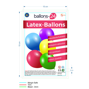 F&#252;r Luftballonverpackungen wird ein Aufkleber-Design ben&#246;tigt.