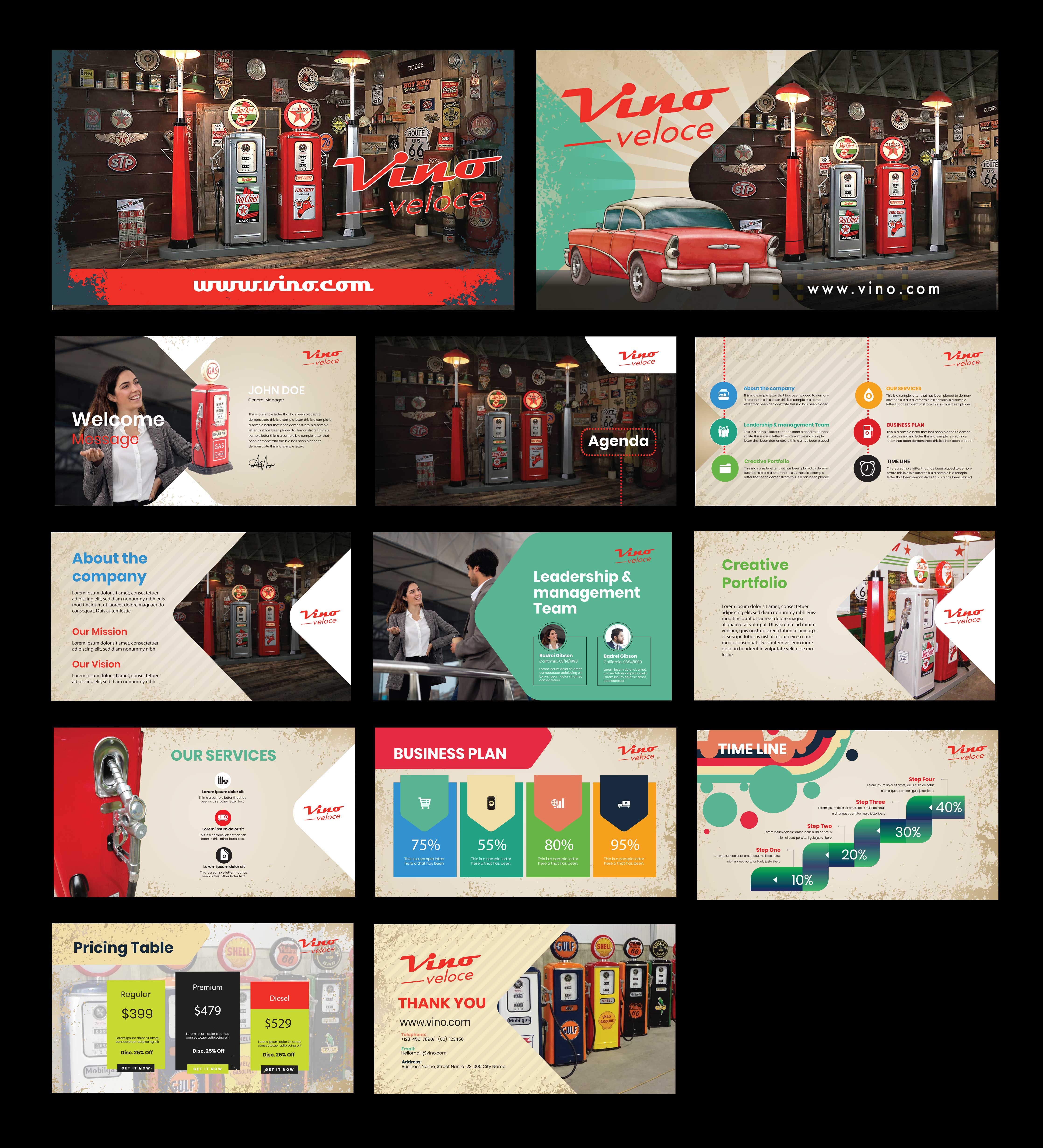 PowerPoint Design by Creative D2024 for Vino Veloce.com | Design #30064593