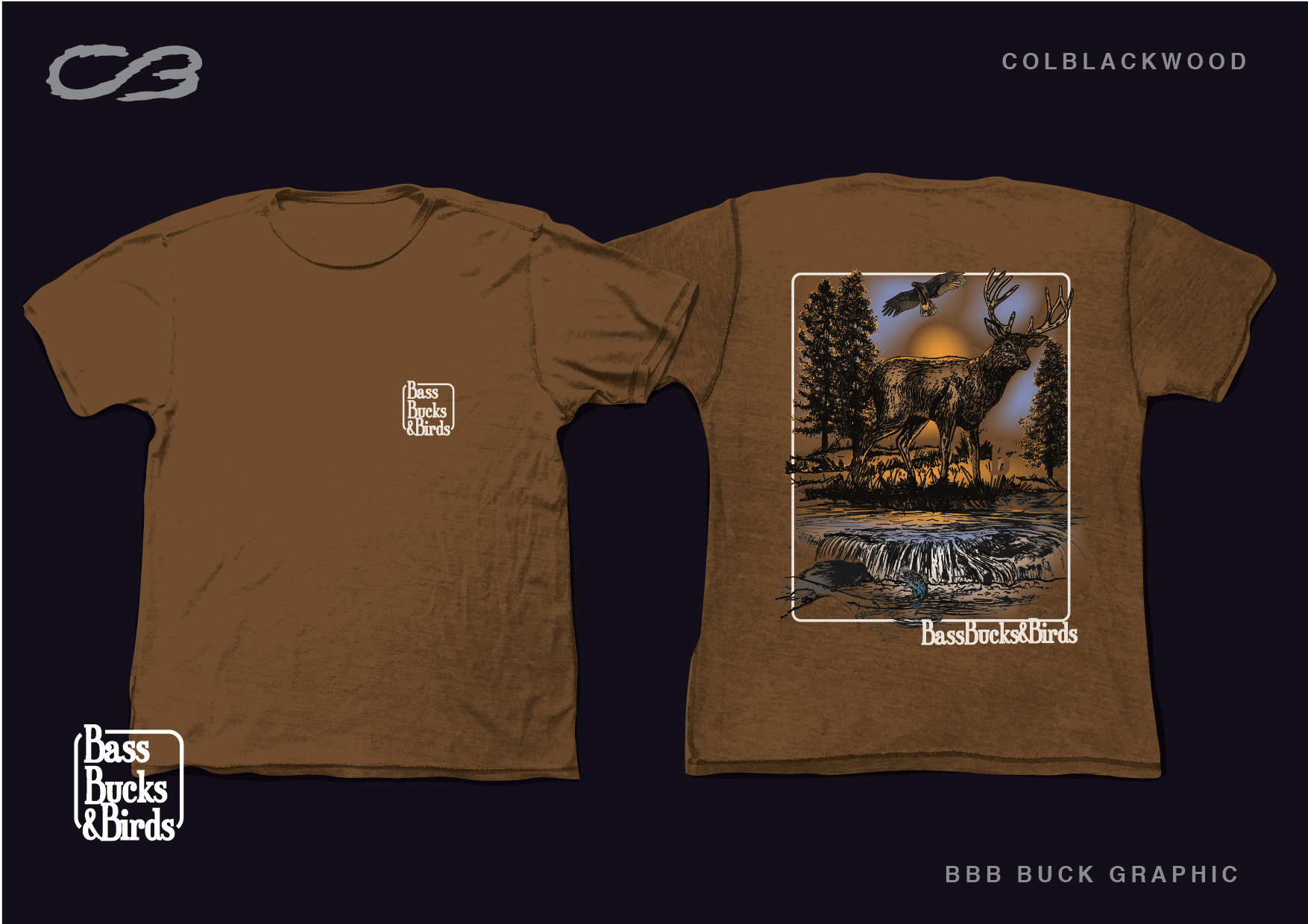 T-shirt Design by Col 3 for Bass, Bucks, And Birds | Design #30130439