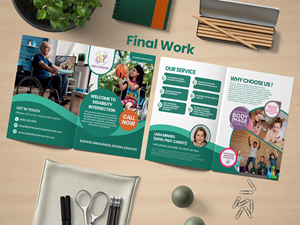 Awesome, colorful pamphlet advertising services for disabled people and supporters