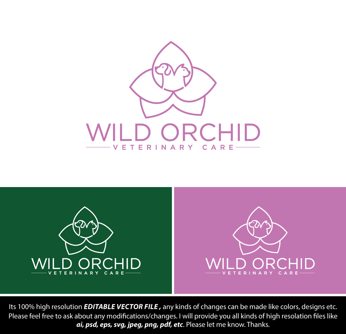 Diseño de Logo por FireflyArt para Wild Orchid Veterinary Care | Diseño #30137117