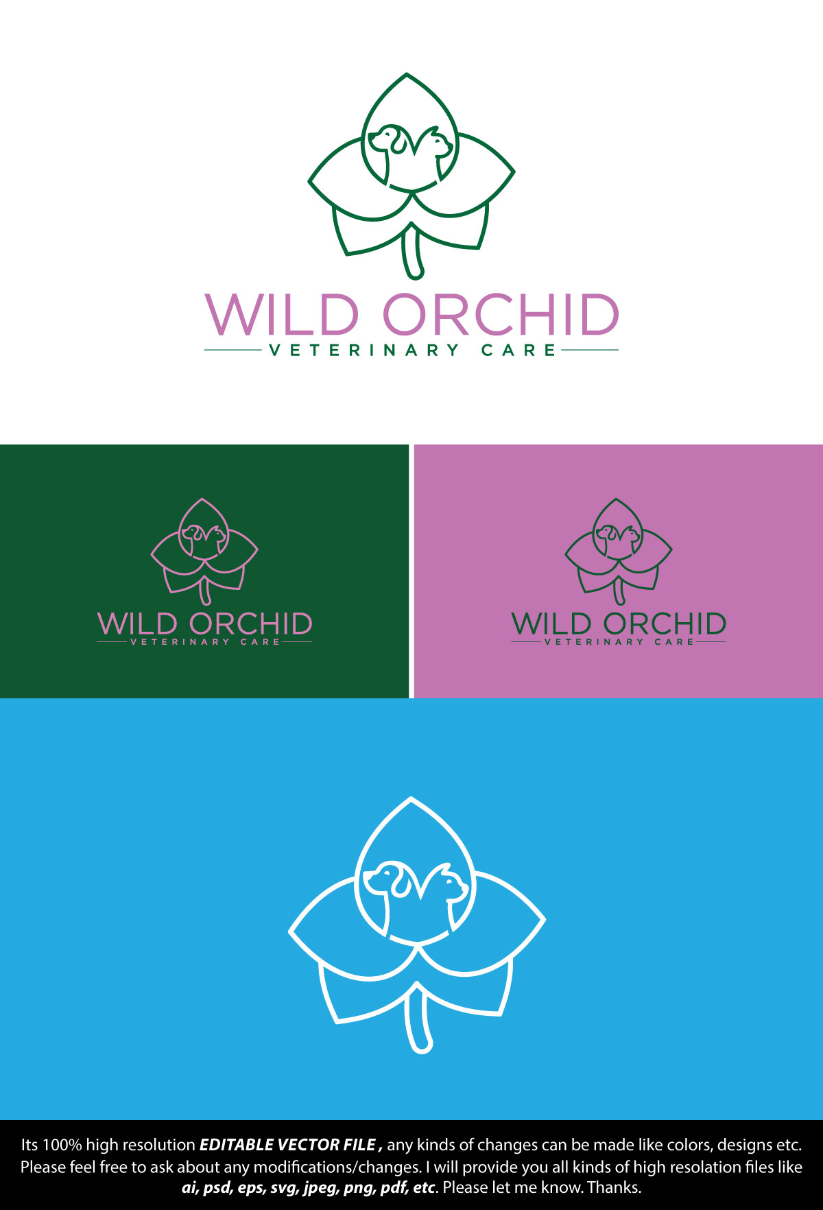 Logo Design by FireflyArt for Wild Orchid Veterinary Care | Design #30137118