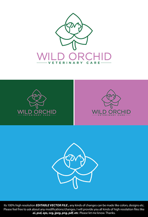Logo Design by FireflyArt for Wild Orchid Veterinary Care | Design: #30137118