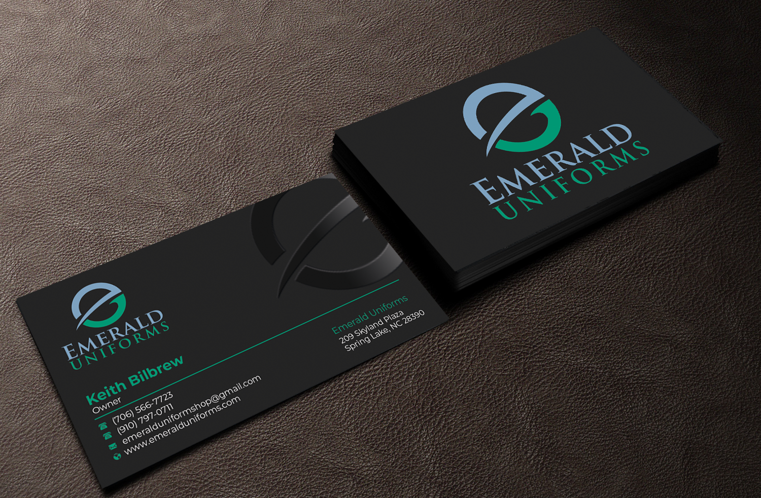Business Card Design by Graphixpointt for Emerald uniforms | Design #30141996