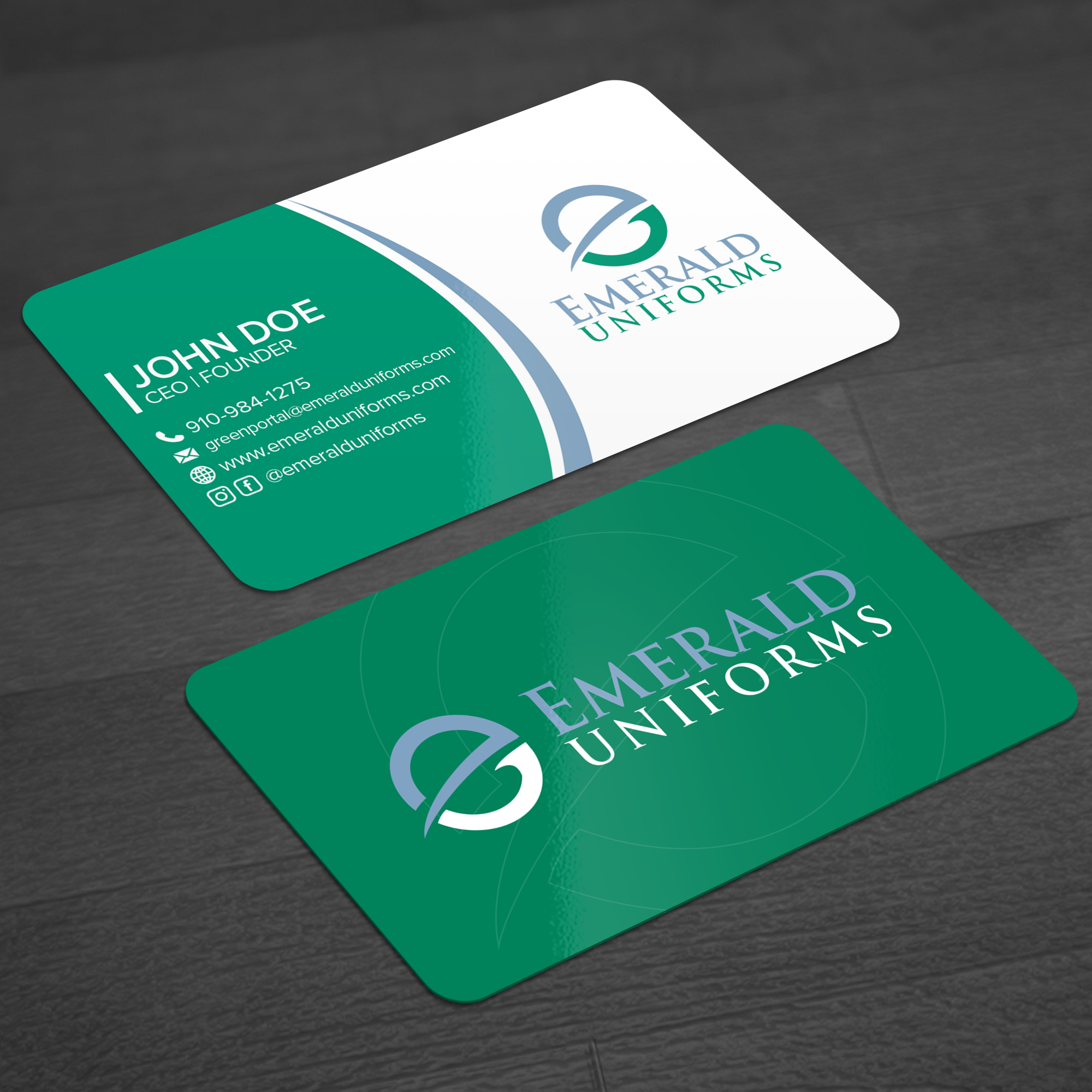 Business Card Design by WellDesign for Emerald uniforms | Design #30138881