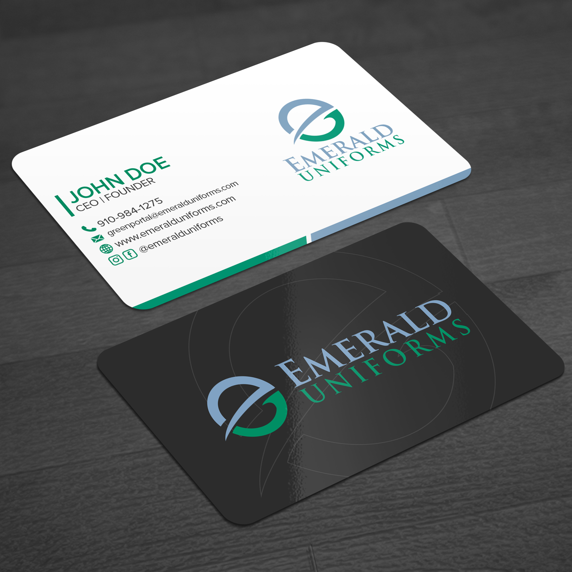 Business Card Design by WellDesign for Emerald uniforms | Design #30138883