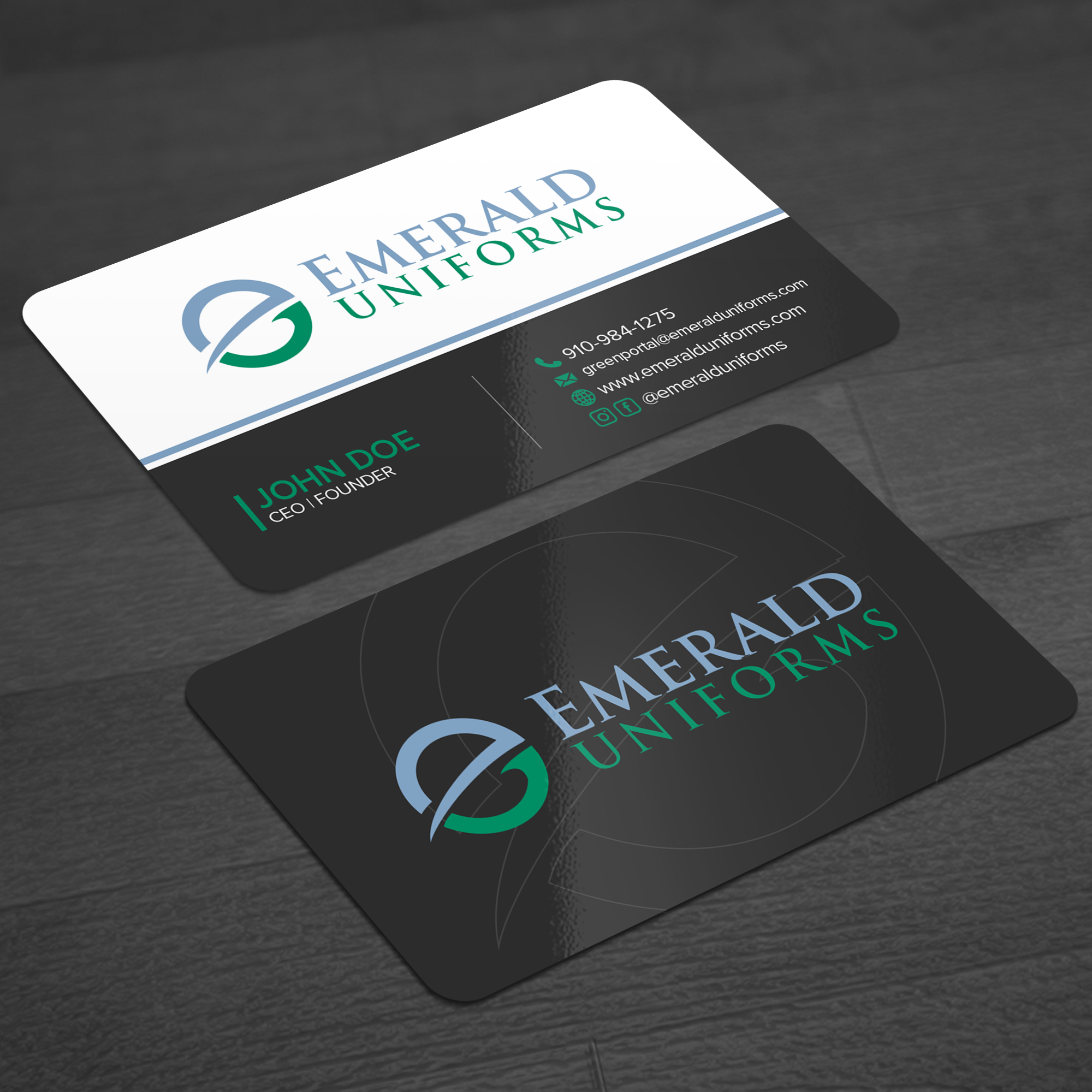 Business Card Design by WellDesign for Emerald uniforms | Design #30138884