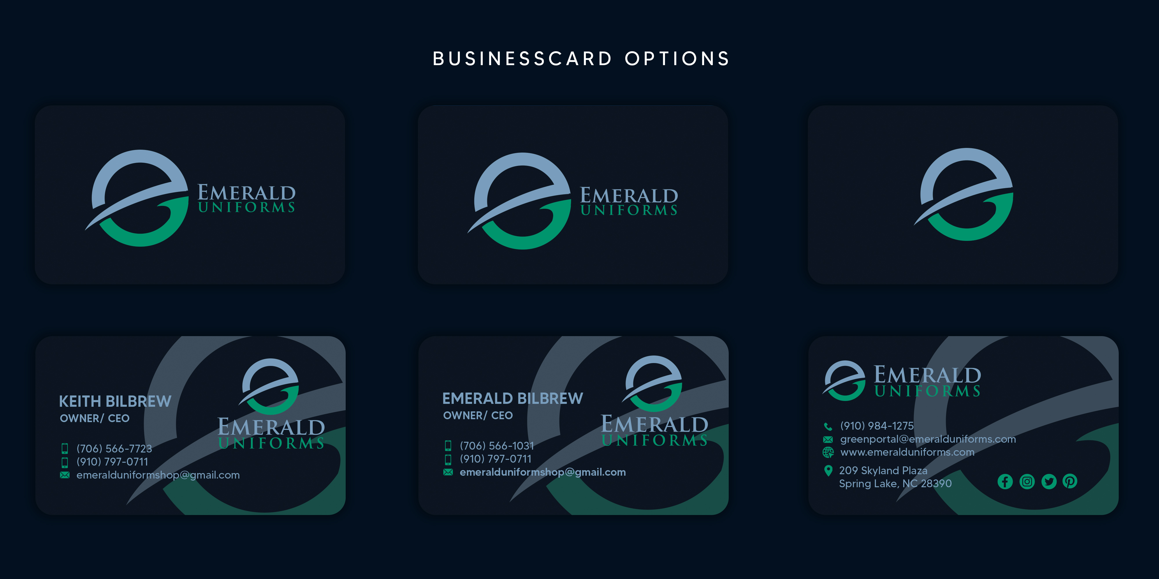 Business Card Design by ShannonH™ for Emerald uniforms | Design #30145661