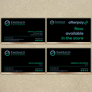 Business Card Design by T.R for Emerald uniforms | Design: #30138958
