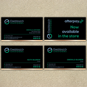 Business Card Design by T.R for Emerald uniforms | Design: #30138963
