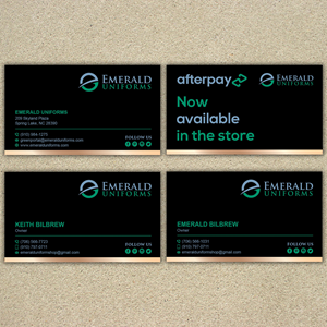 Business Card Design by T.R for Emerald uniforms | Design: #30138976