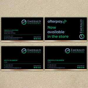 Business Card Design by T.R for Emerald uniforms | Design: #30138982
