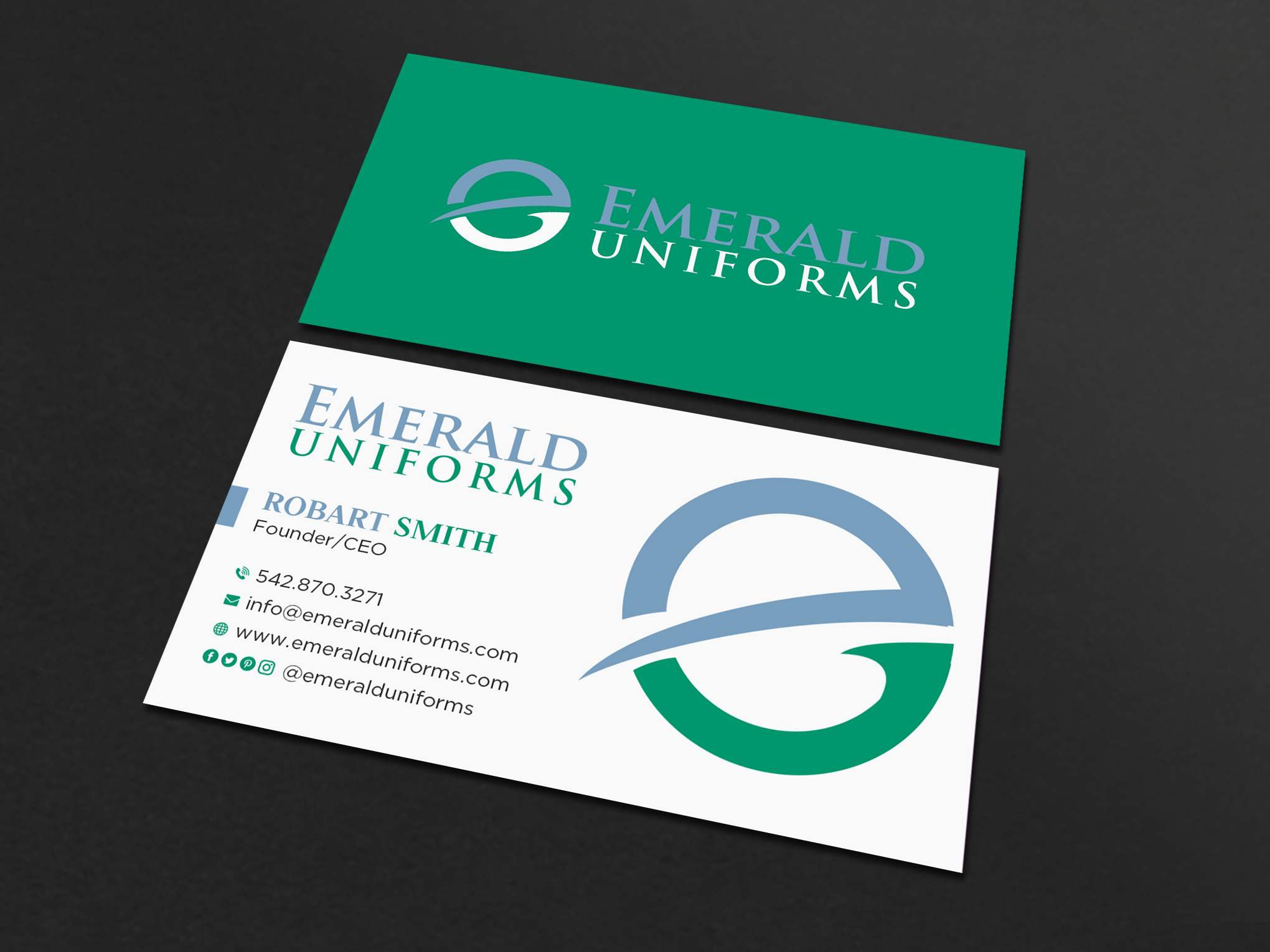 Business Card Design by Uttom 2 for Emerald uniforms | Design #30143484