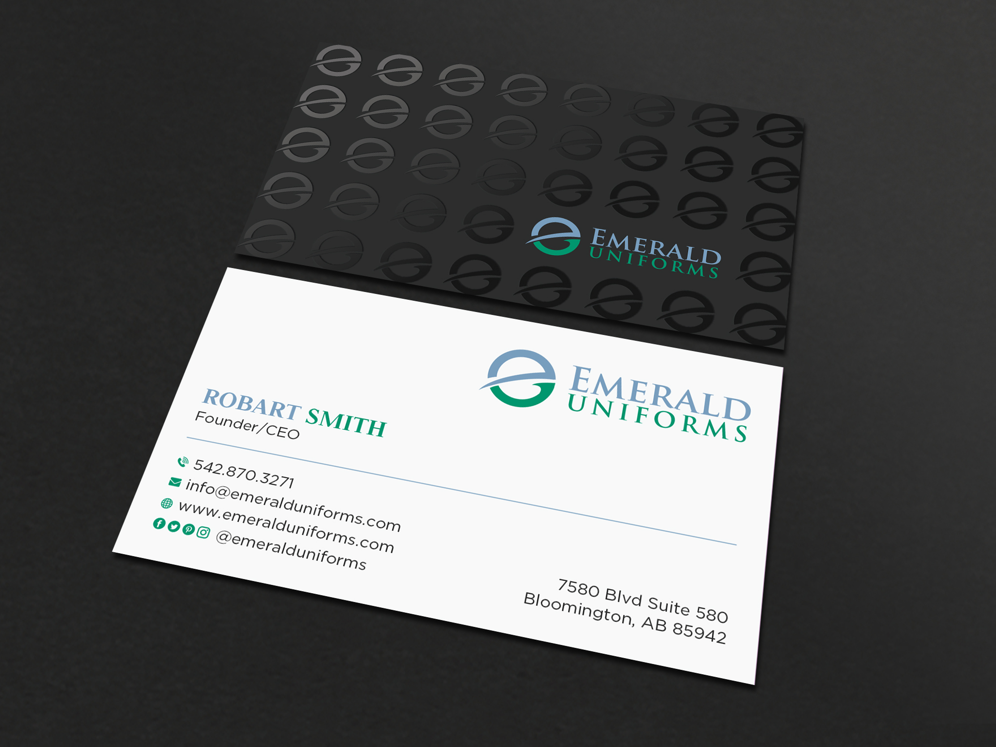 Business Card Design by Uttom 2 for Emerald uniforms | Design #30143486