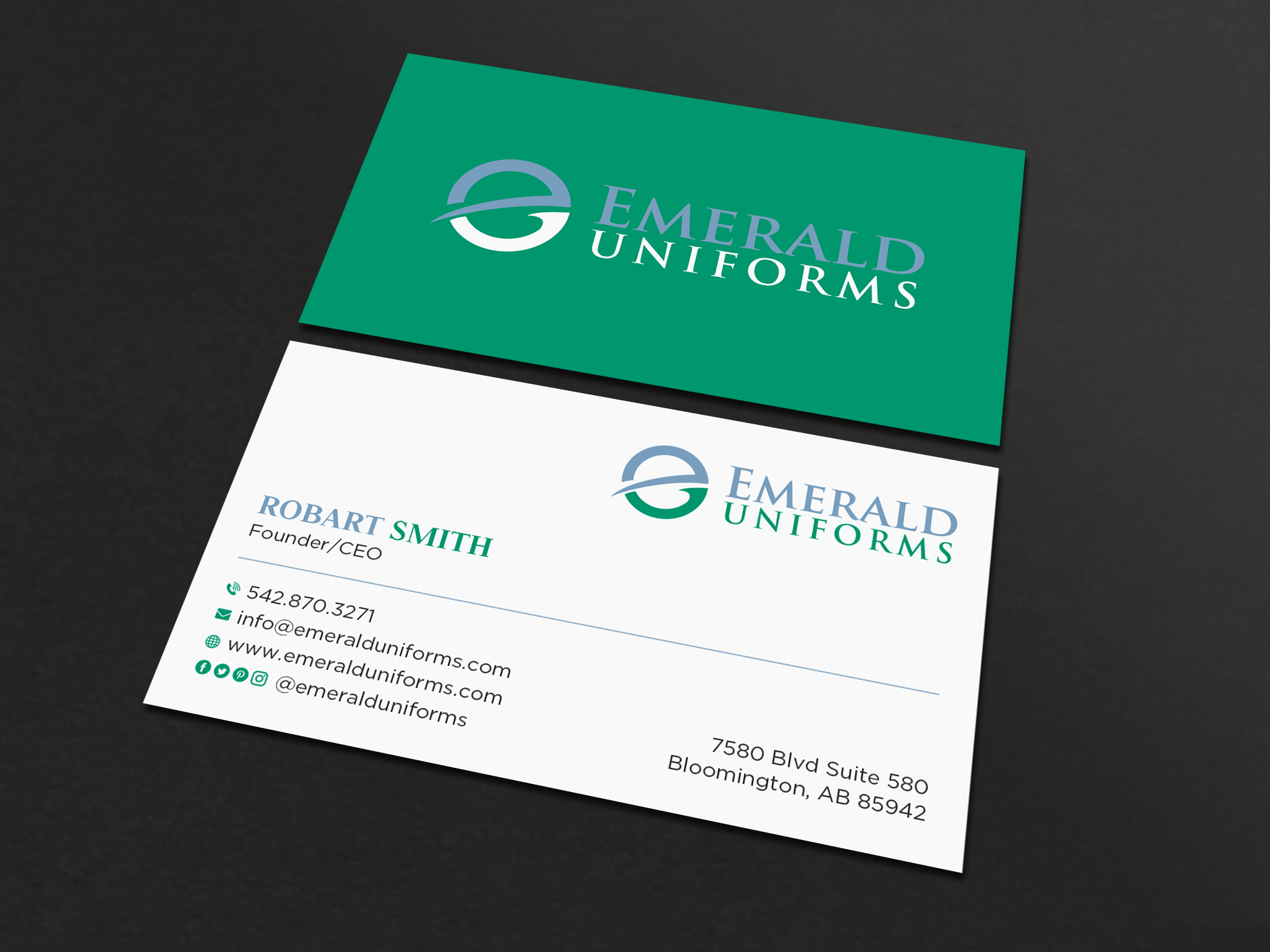 Business Card Design by Uttom 2 for Emerald uniforms | Design #30143487