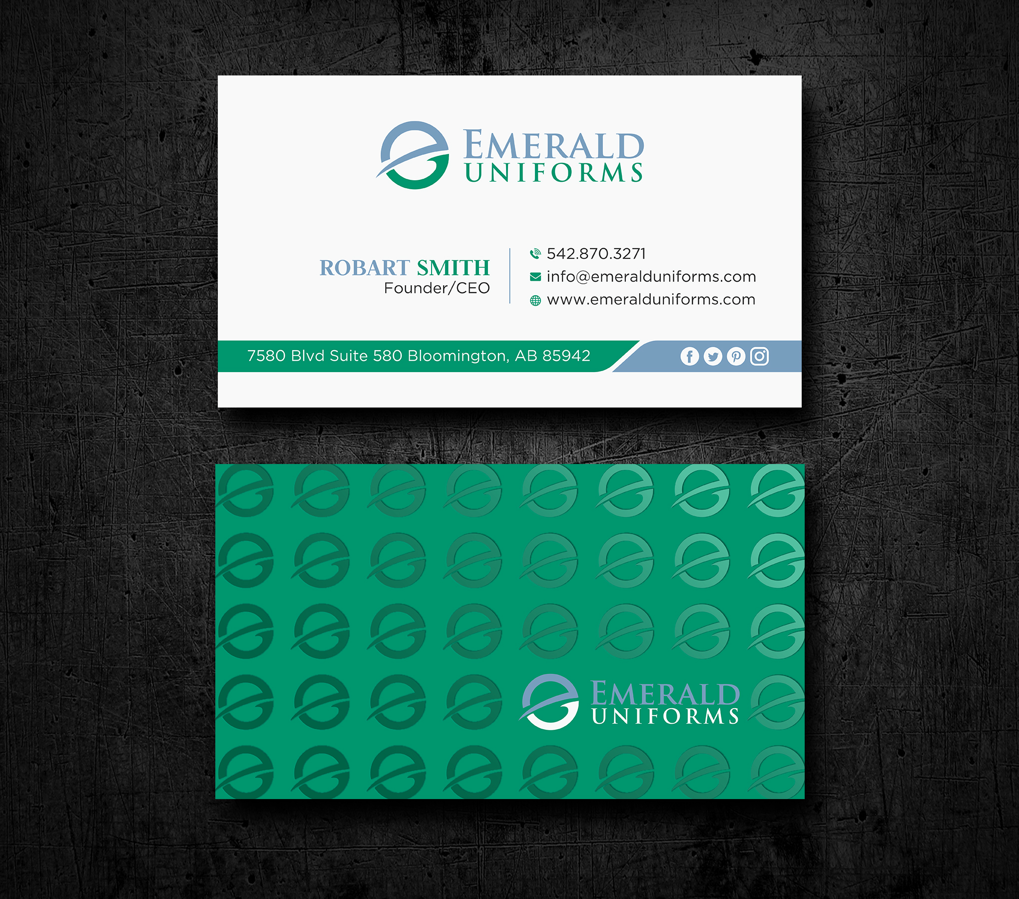 Visitenkarten-Design von Uttom 2 für Emerald uniforms | Design #30143488