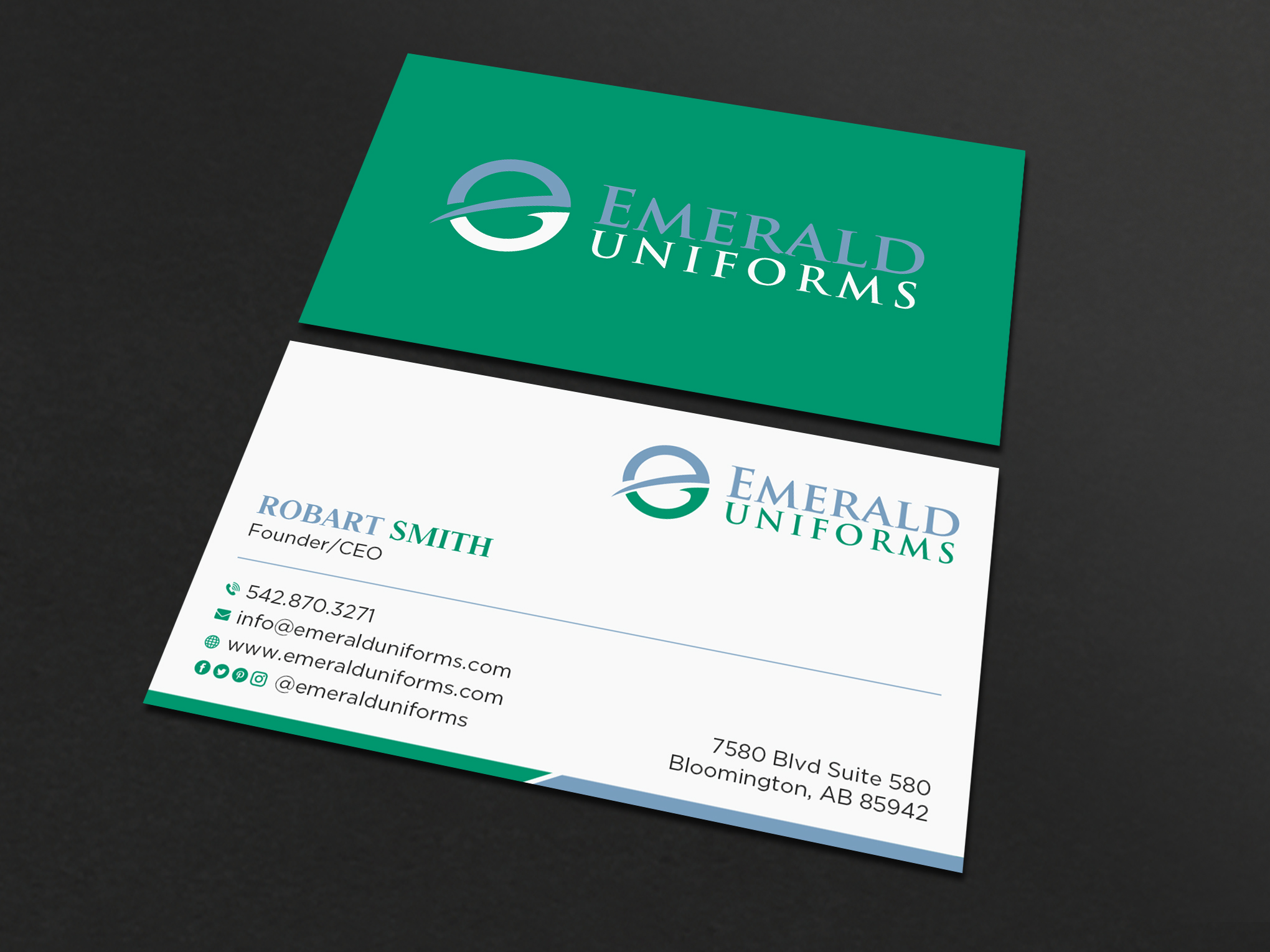 Business Card Design by Uttom 2 for Emerald uniforms | Design #30143498