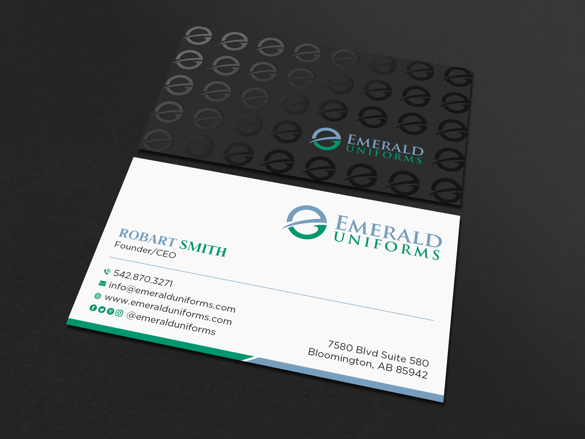 Business Card Design by Uttom 2 for Emerald uniforms | Design #30143499