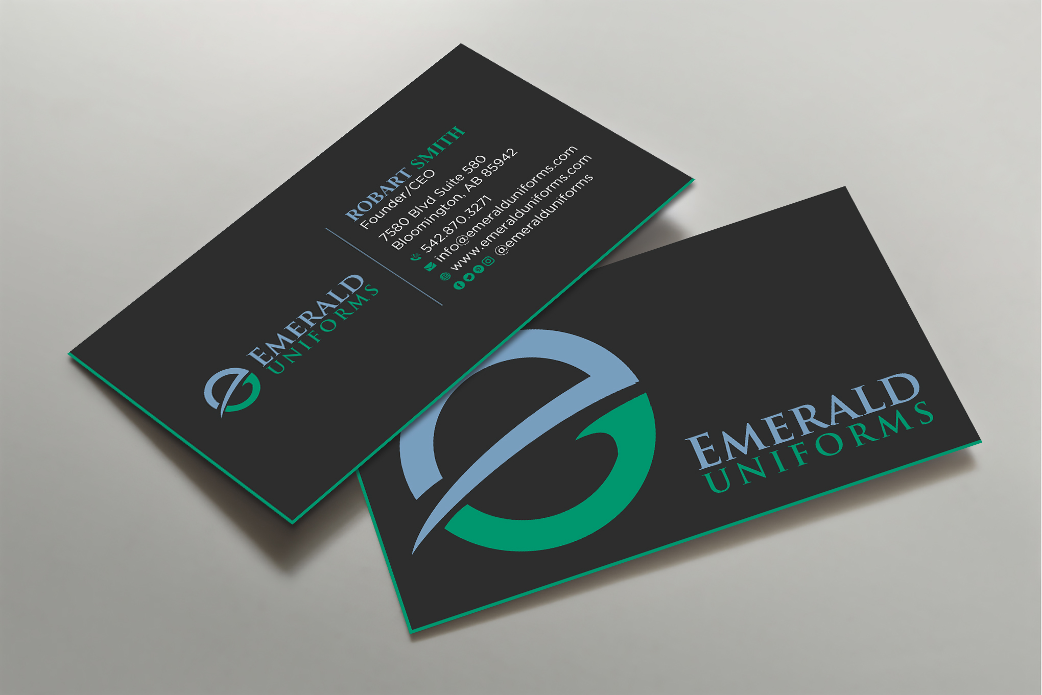 Visitenkarten-Design von Uttom 2 für Emerald uniforms | Design #30173989