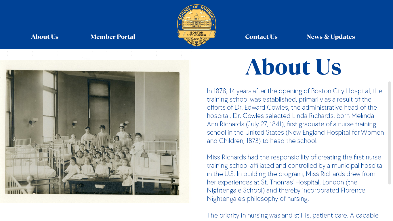 Web Design by Say Cheese Digital Design for Boston City Hospital School of Nursing | Design #30175349