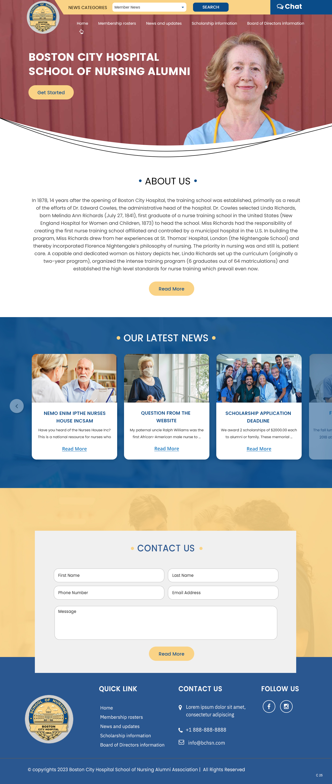 Web Design par pb pour Boston City Hospital School of Nursing | Design #30162504