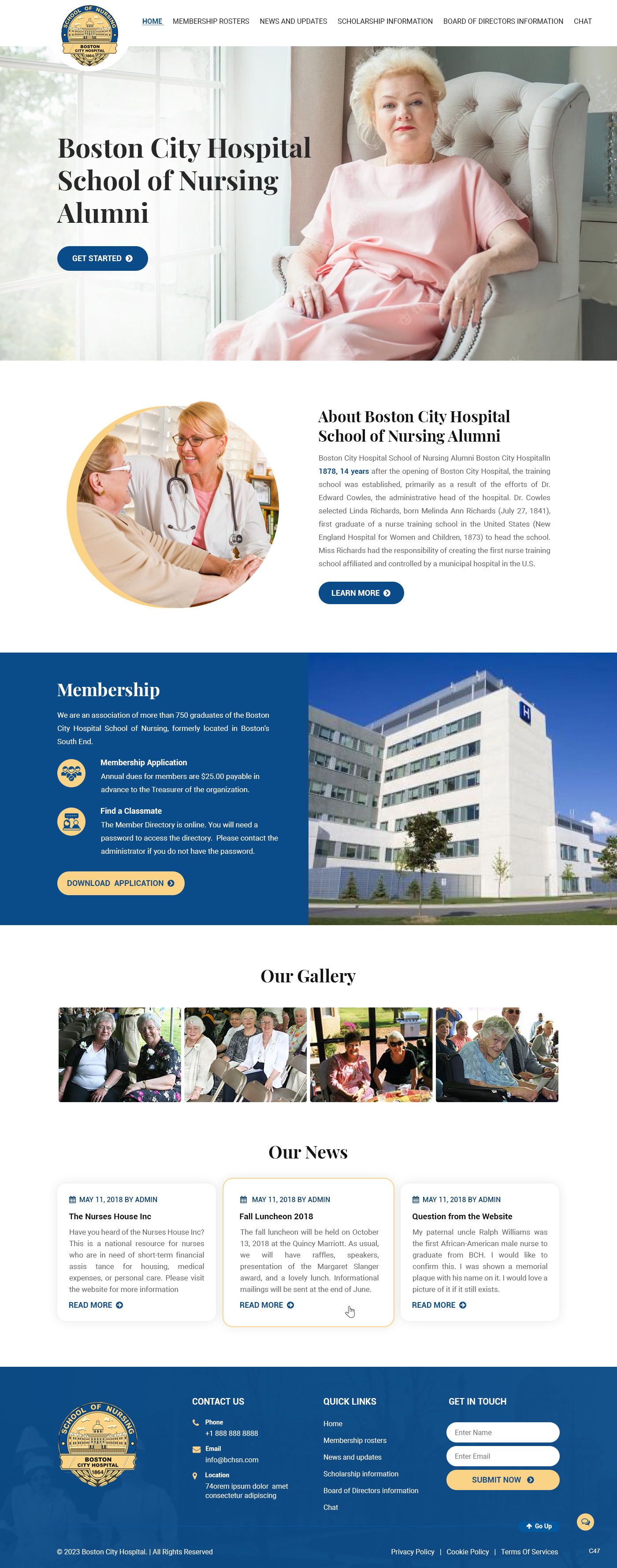 Web Design par pb pour Boston City Hospital School of Nursing | Design #30162507