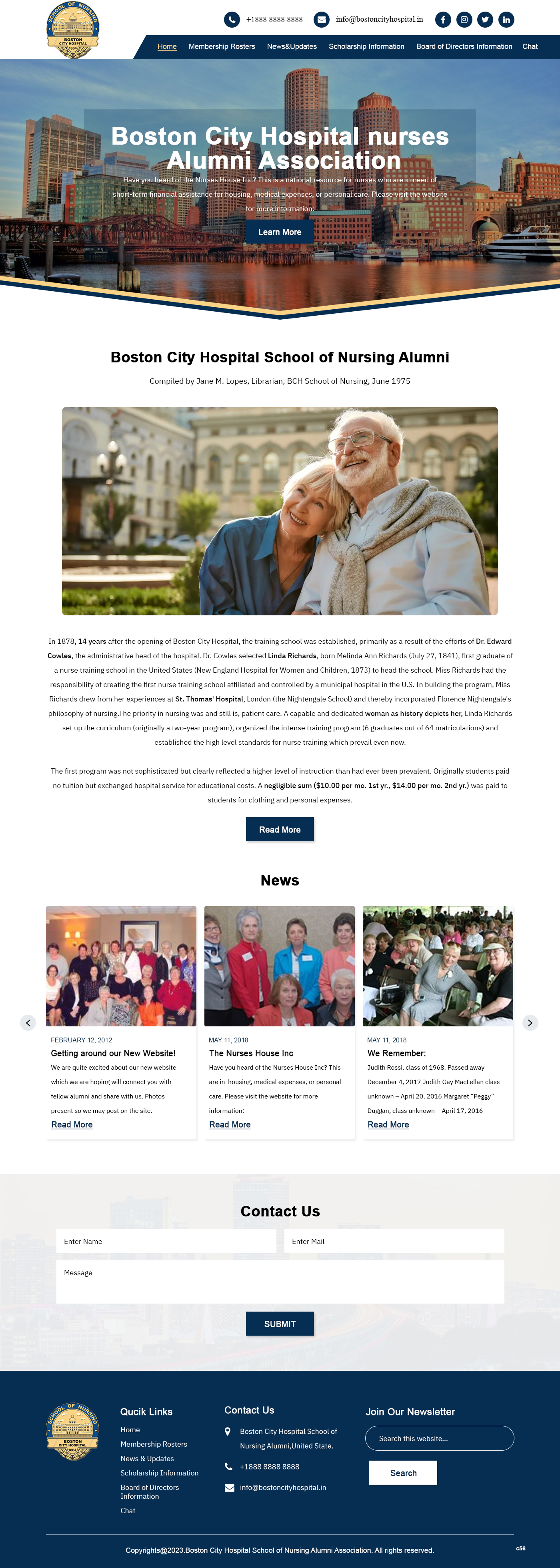 Web Design by pb for Boston City Hospital School of Nursing | Design #30162509