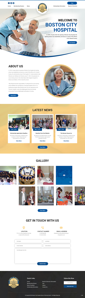 Web Design par pb pour Boston City Hospital School of Nursing | Design : #30162515