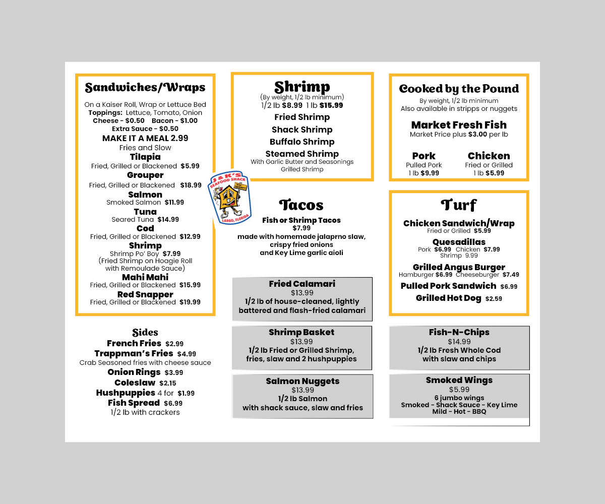 Menu Design by Peppermint_grafik for J&K Seafood Shack | Design #30189267