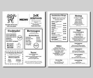 Menu Design by Peppermint_grafik for J&K Seafood Shack | Design: #30198659