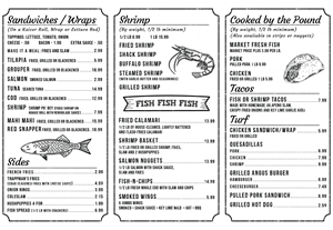 Menu Design by Pamela Mannino and Scott Bonas for J&K Seafood Shack | Design: #30187551