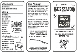 Menu Design by Pamela Mannino and Scott Bonas for J&K Seafood Shack | Design: #30192483