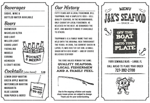Menu Design by Pamela Mannino and Scott Bonas for J&K Seafood Shack | Design: #30196520