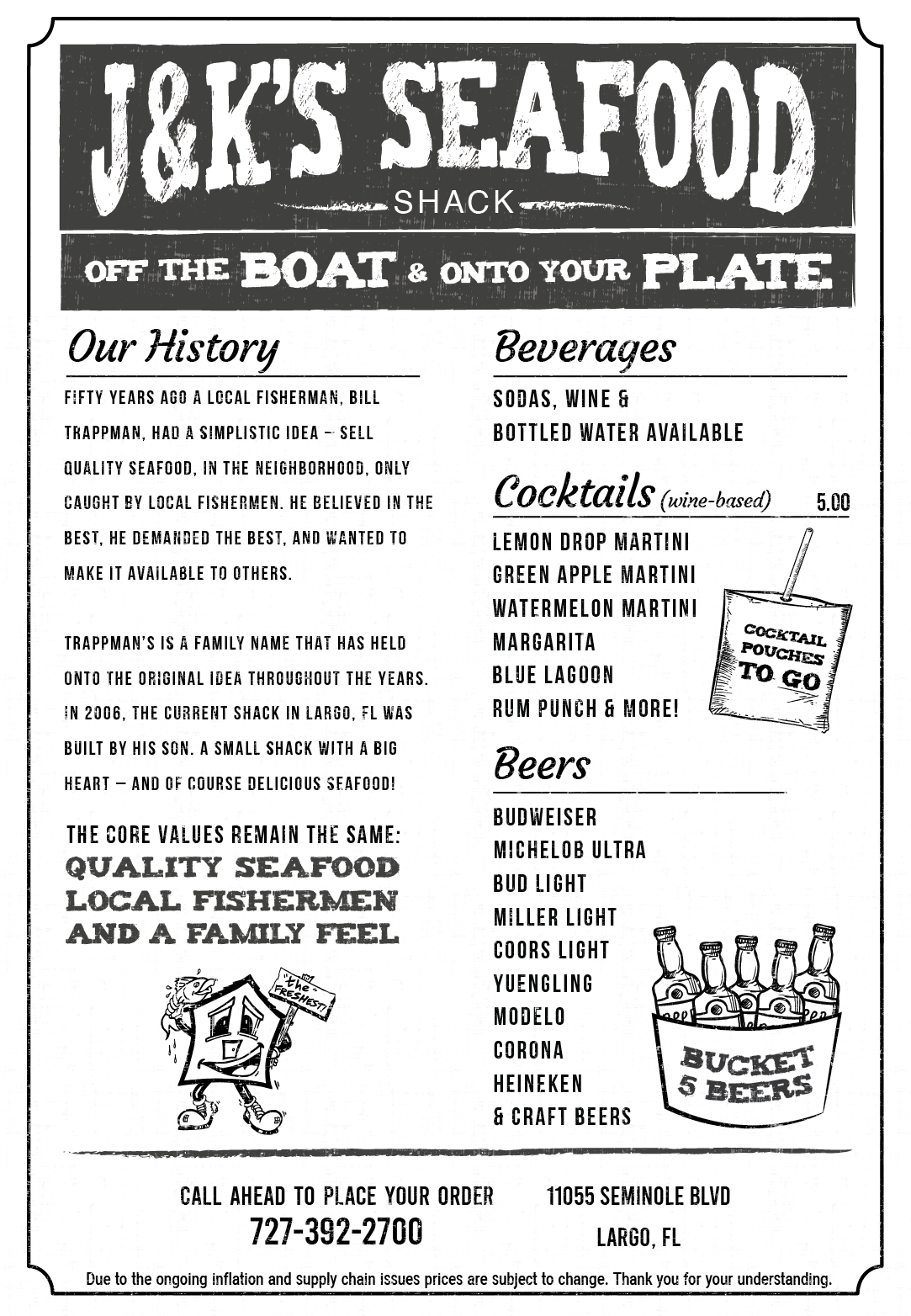 Menu Design by Pamela Mannino and Scott Bonas for J&K Seafood Shack | Design: #30204989