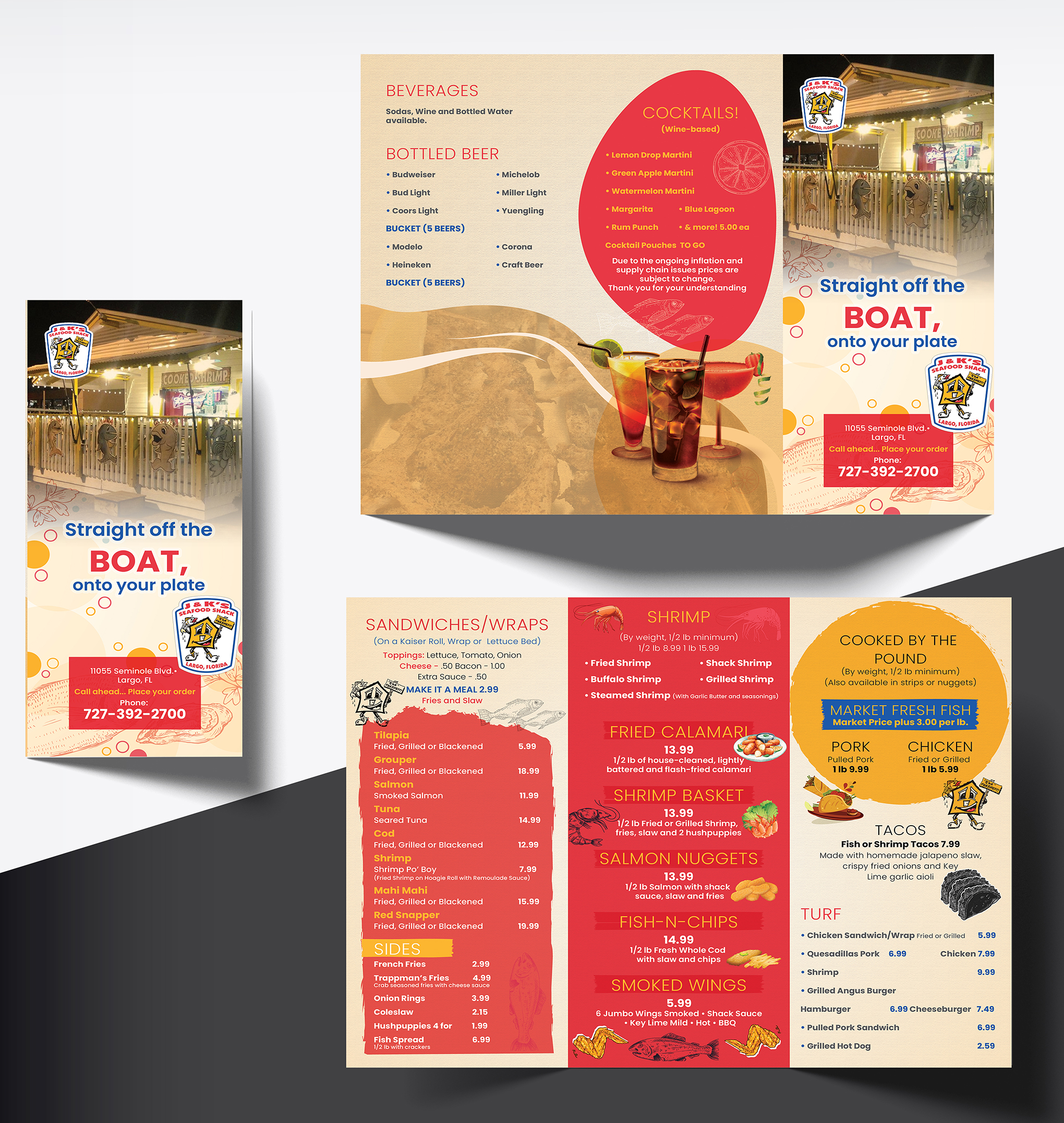 Menu Design by creativemood438 for J&K Seafood Shack | Design #30189619