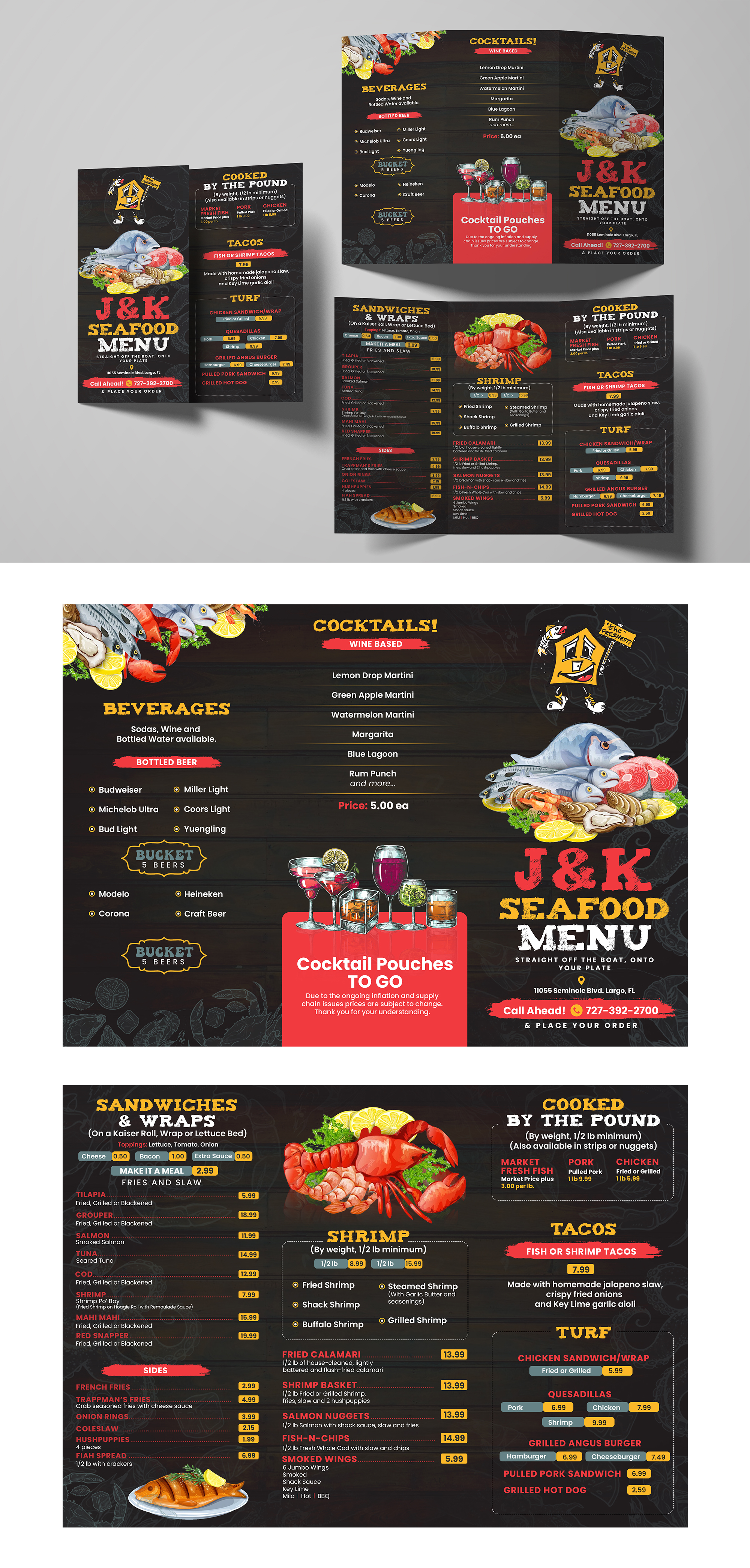 Menu Design by debdesign for J&K Seafood Shack | Design #30188741