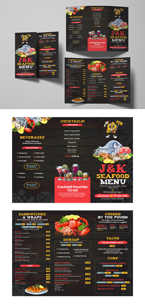 Menu Design by debdesign for J&K Seafood Shack | Design: #30188741