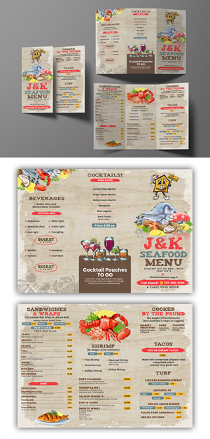 Menu Design by debdesign for J&K Seafood Shack | Design: #30188742