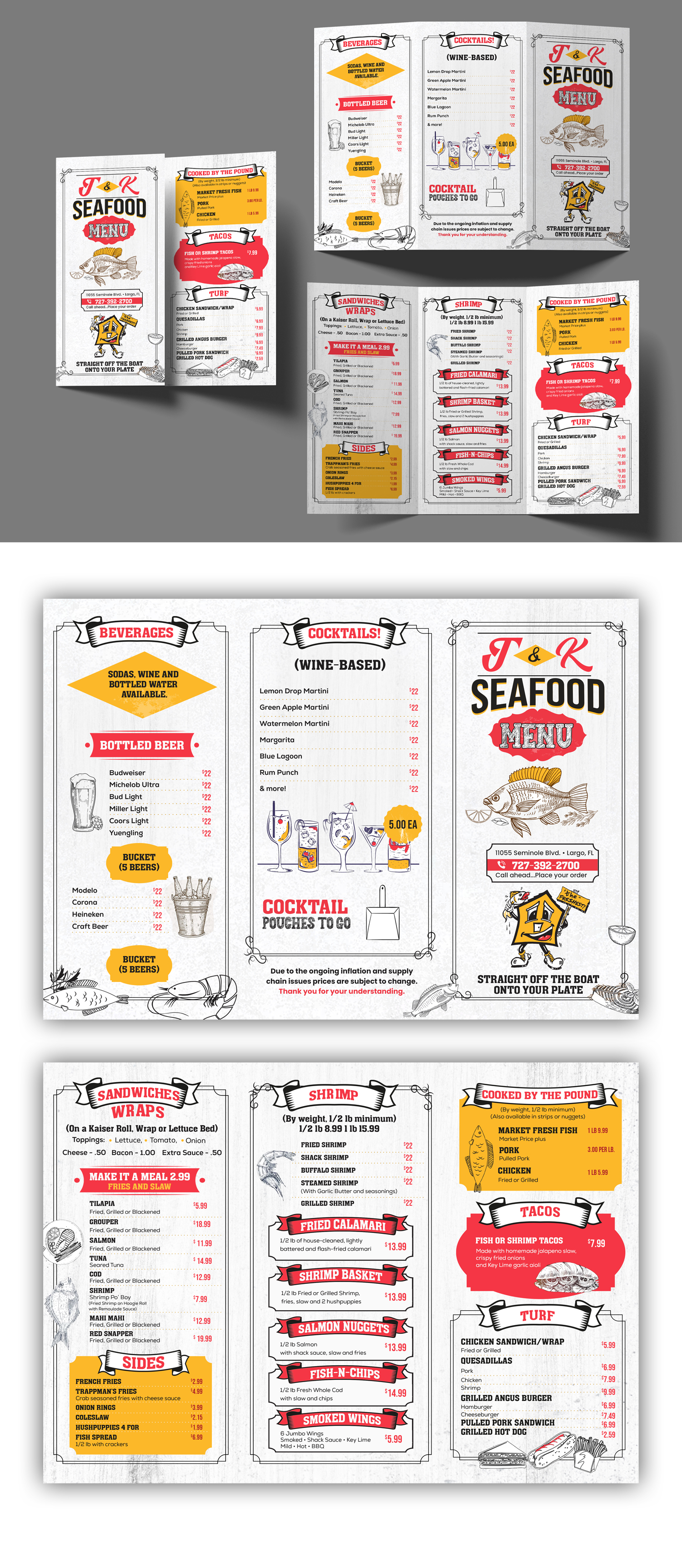 Menu Design by debdesign for J&K Seafood Shack | Design #30189173